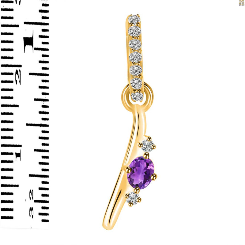 Amethyst & White Topaz Alphabet I Pendant AMT-RDA-35.