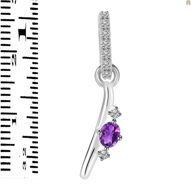 Amethyst & White Topaz Alphabet I Pendant AMT-RDA-35.