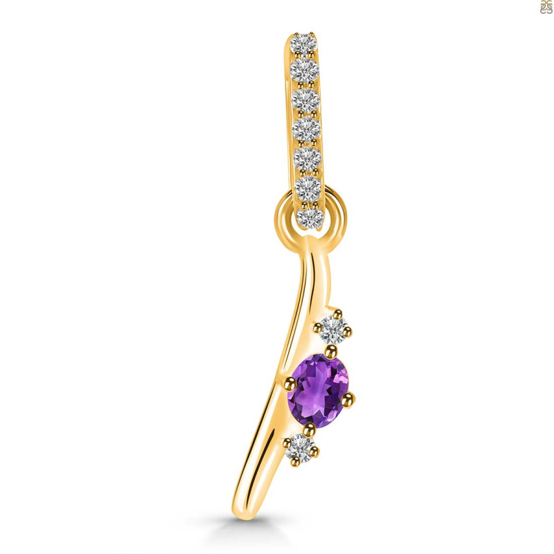 Amethyst & White Topaz Alphabet I Pendant AMT-RDA-35.