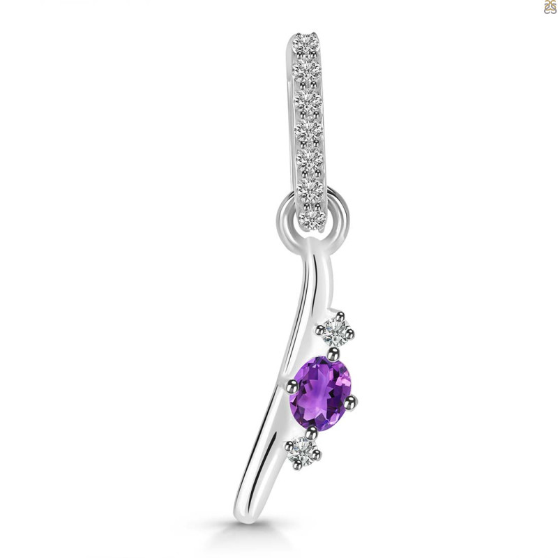 Amethyst & White Topaz Alphabet I Pendant AMT-RDA-35.