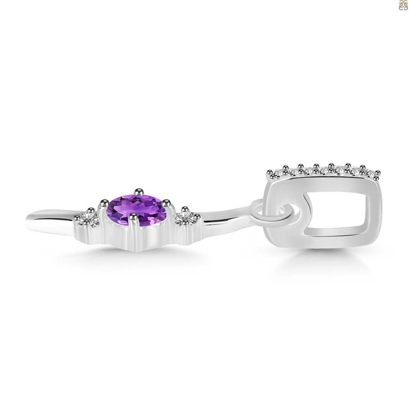 Amethyst & White Topaz Alphabet I Pendant