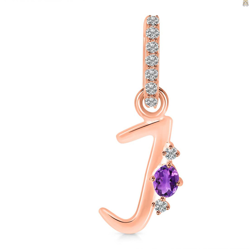 Amethyst & White Topaz Alphabet J Pendant AMT-RDA-36.
