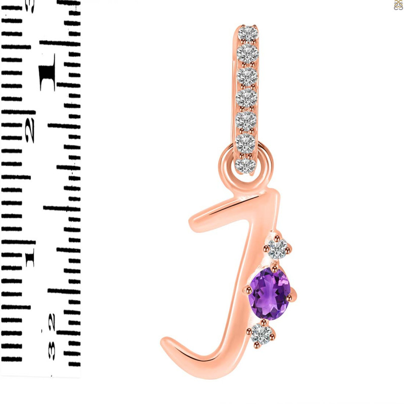 Amethyst & White Topaz Alphabet J Pendant AMT-RDA-36.