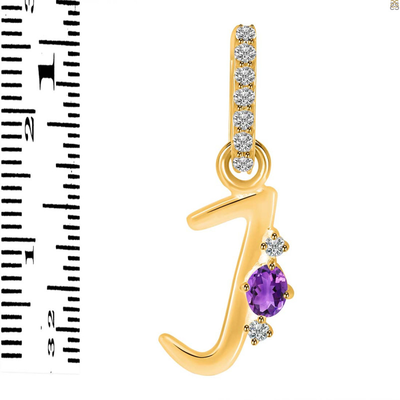 Amethyst & White Topaz Alphabet J Pendant AMT-RDA-36.