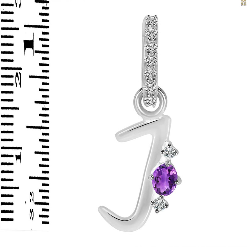 Amethyst & White Topaz Alphabet J Pendant AMT-RDA-36.