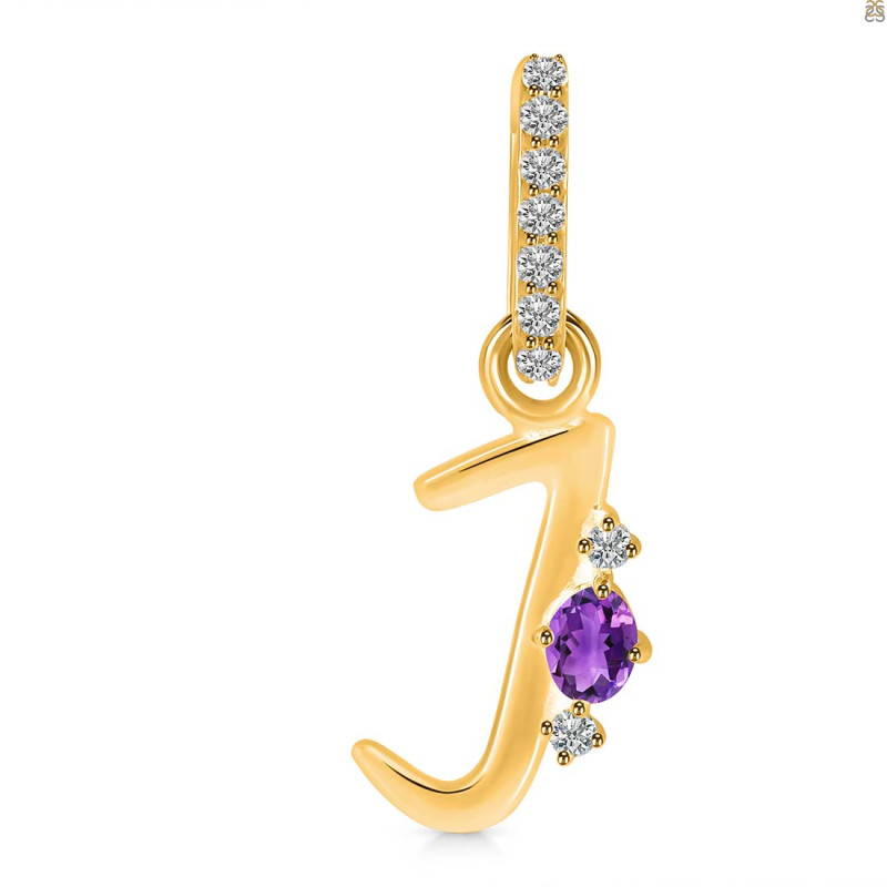 Amethyst & White Topaz Alphabet J Pendant AMT-RDA-36.