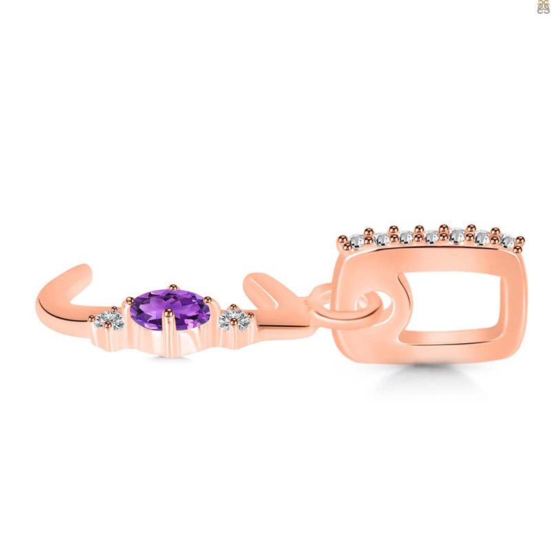 Amethyst & White Topaz Alphabet J Pendant AMT-RDA-36.
