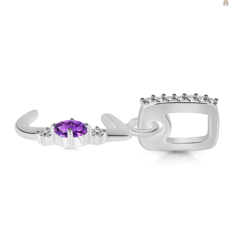 Amethyst & White Topaz Alphabet J Pendant
