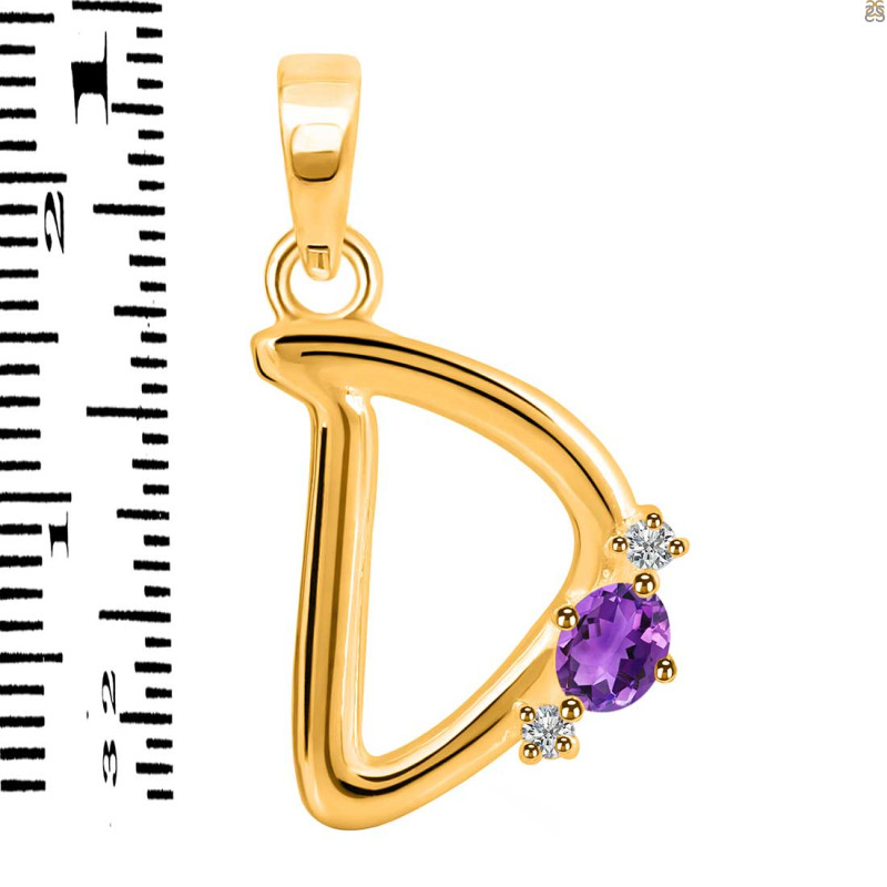 Amethyst & White Topaz Alphabet D Pendant AMT-RDA-4.