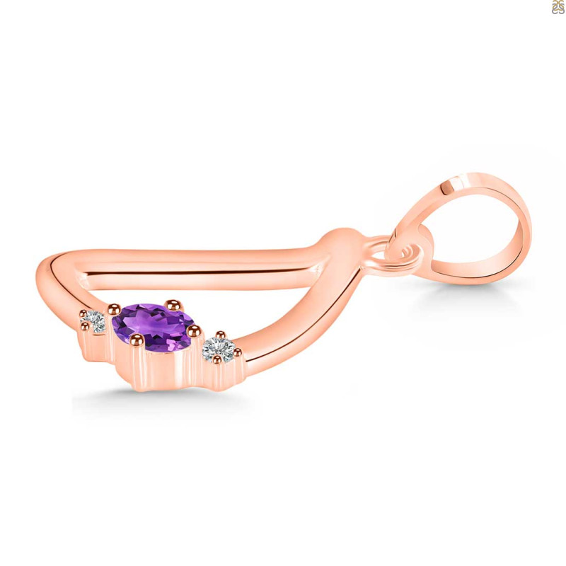 Amethyst & White Topaz Alphabet D Pendant AMT-RDA-4.