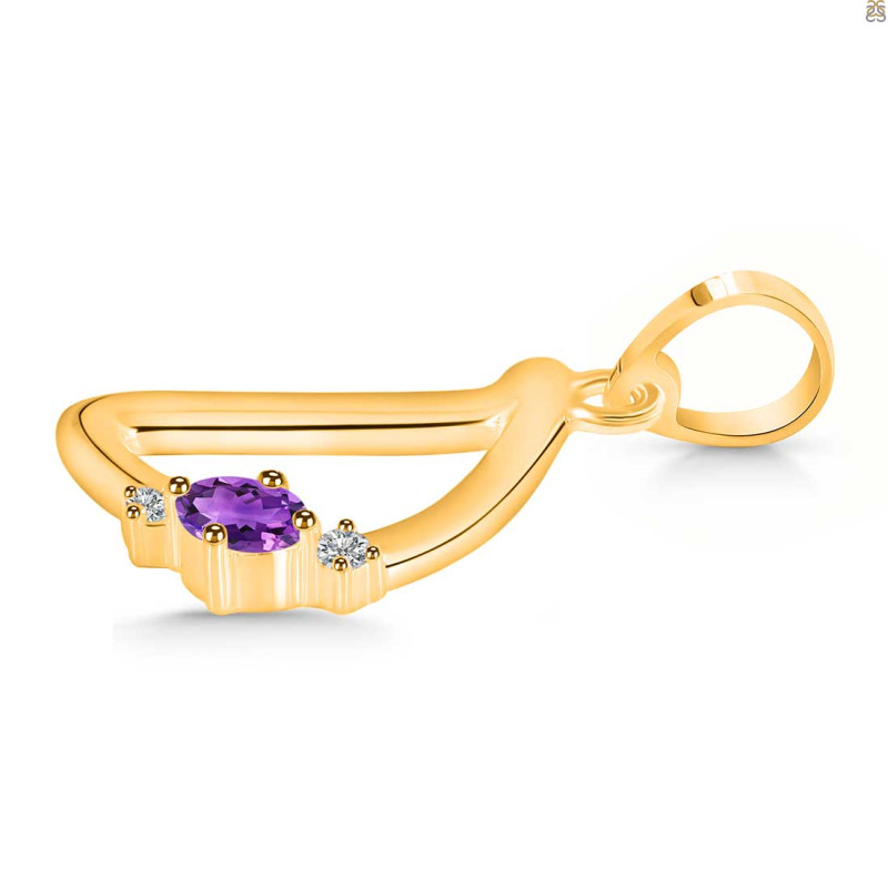 Amethyst & White Topaz Alphabet D Pendant AMT-RDA-4.