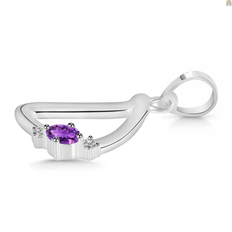 Amethyst & White Topaz Alphabet D Pendant