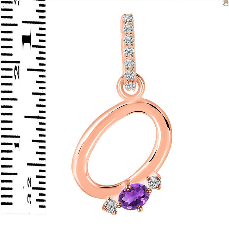 Amethyst & White Topaz Alphabet O Pendant AMT-RDA-41.