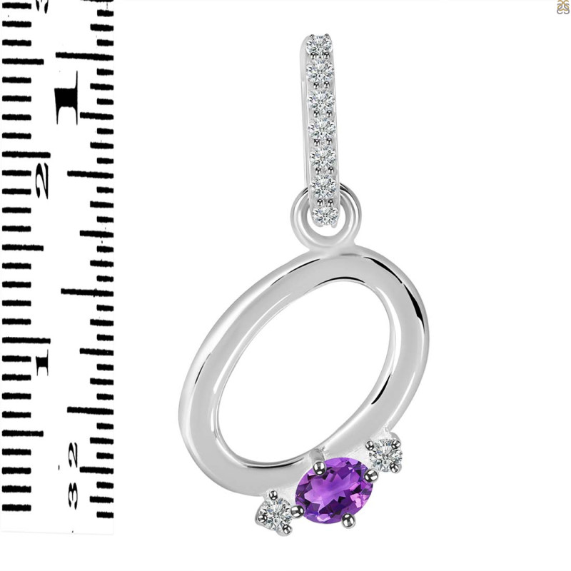 Amethyst & White Topaz Alphabet O Pendant AMT-RDA-41.