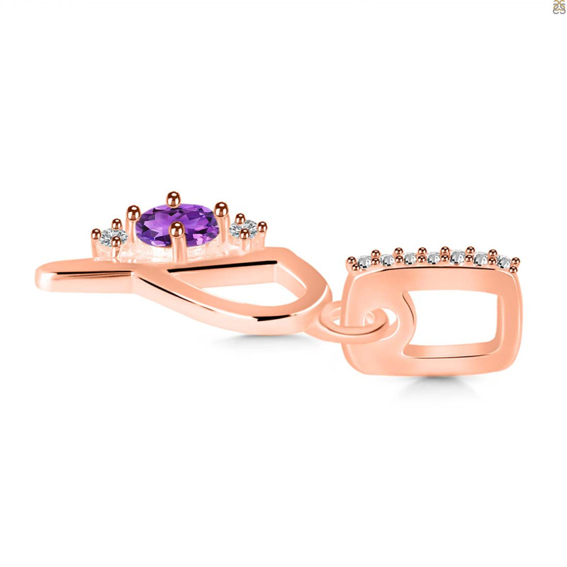 Amethyst & White Topaz Alphabet P Pendant AMT-RDA-42.