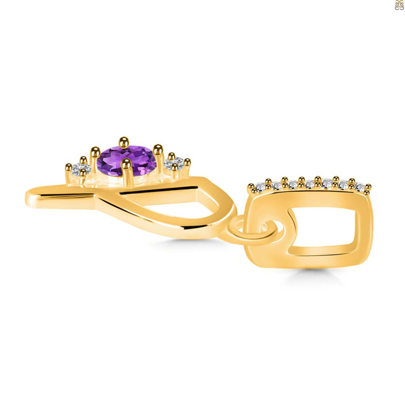 Amethyst & White Topaz Alphabet P Pendant AMT-RDA-42.