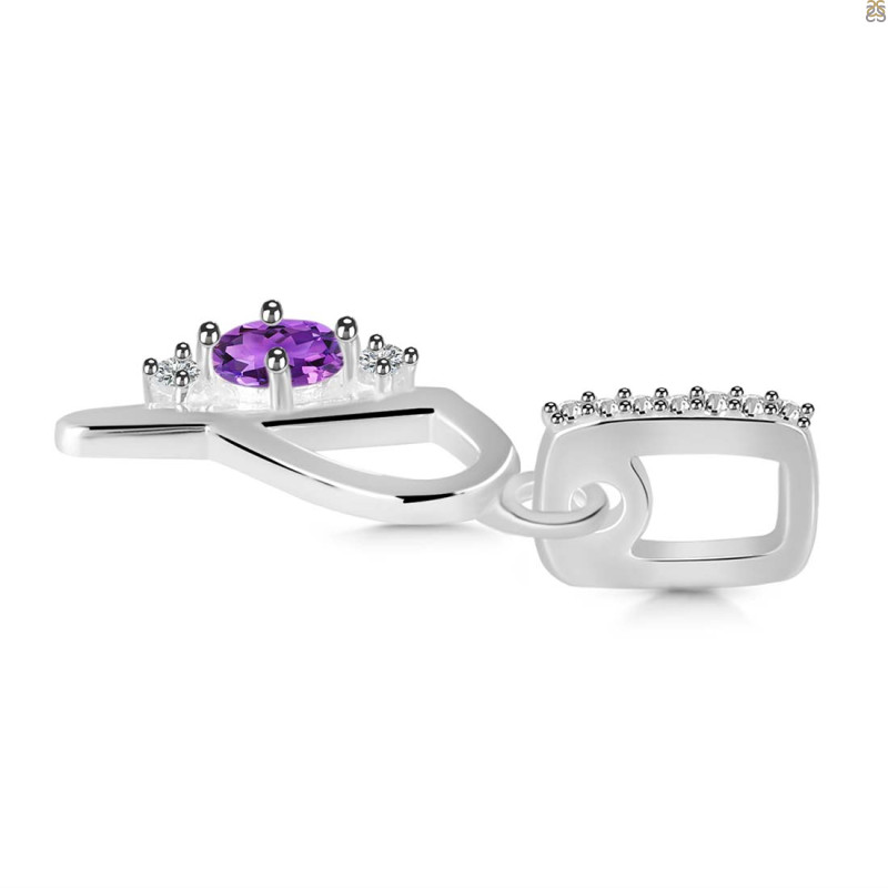Amethyst & White Topaz Alphabet P Pendant