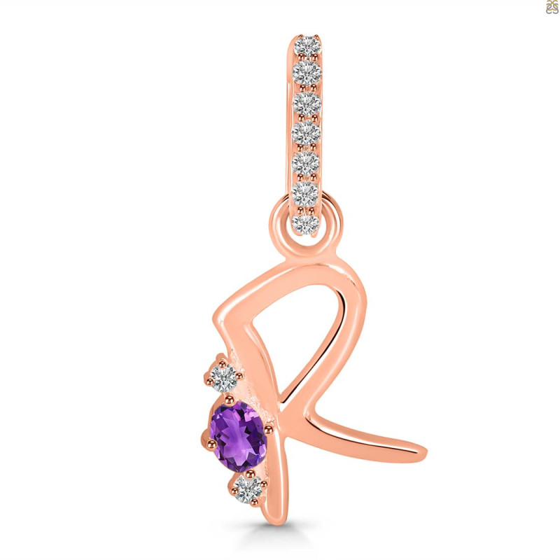 Amethyst & White Topaz Alphabet R Pendant AMT-RDA-44.