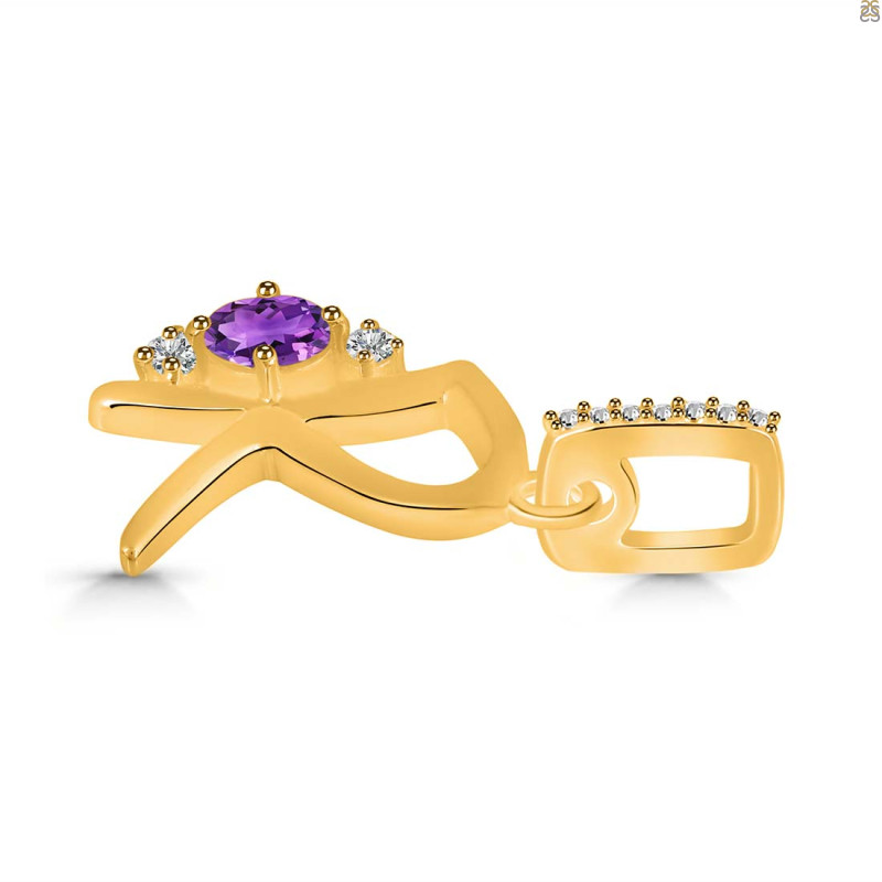 Amethyst & White Topaz Alphabet R Pendant AMT-RDA-44.