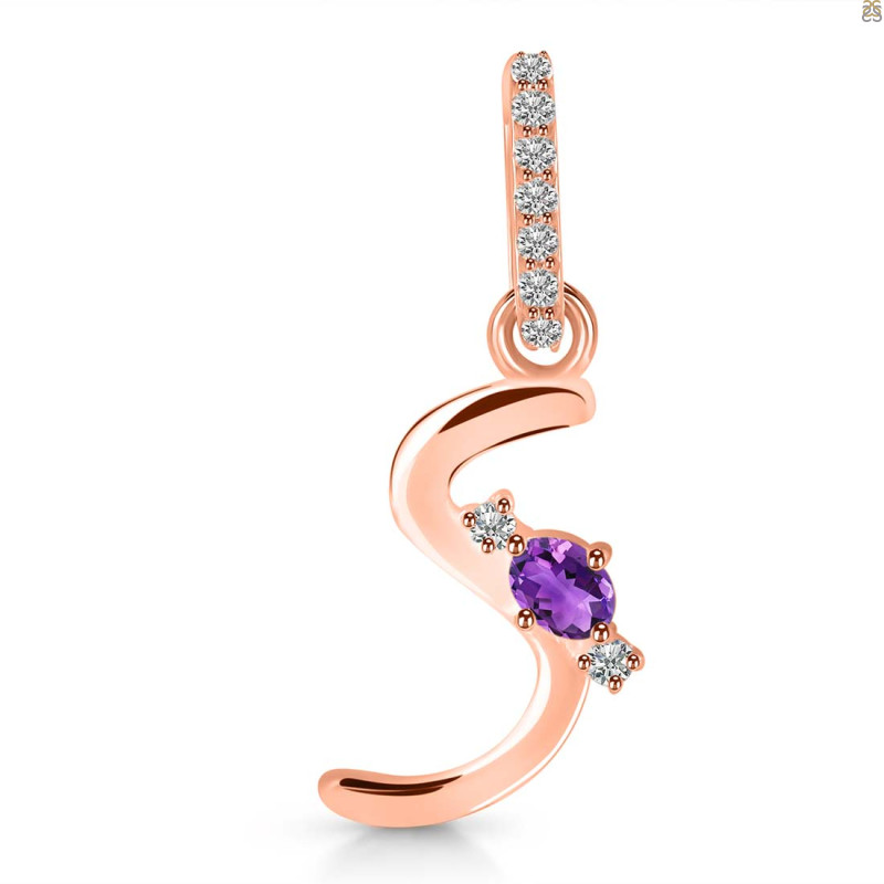Amethyst & White Topaz Alphabet S Pendant AMT-RDA-45.