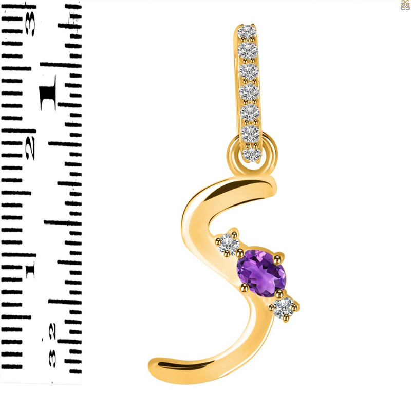 Amethyst & White Topaz Alphabet S Pendant AMT-RDA-45.