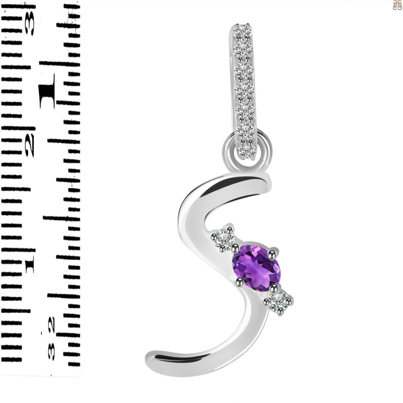 Amethyst & White Topaz Alphabet S Pendant AMT-RDA-45.
