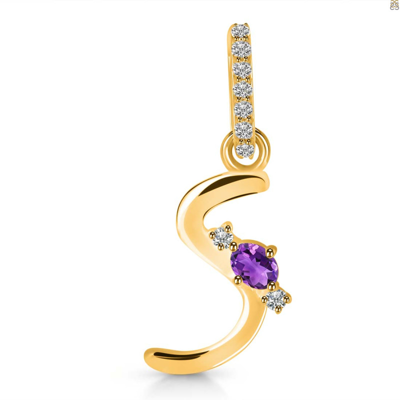 Amethyst & White Topaz Alphabet S Pendant AMT-RDA-45.