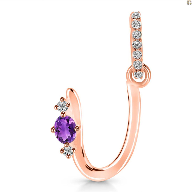 Amethyst & White Topaz Alphabet U Pendant AMT-RDA-47.