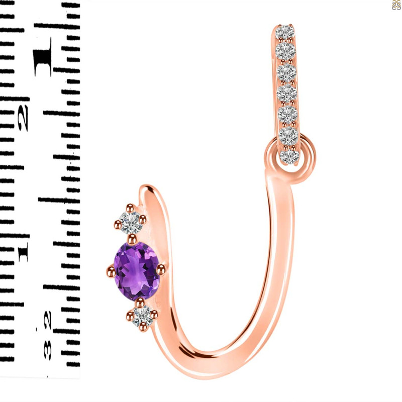 Amethyst & White Topaz Alphabet U Pendant AMT-RDA-47.