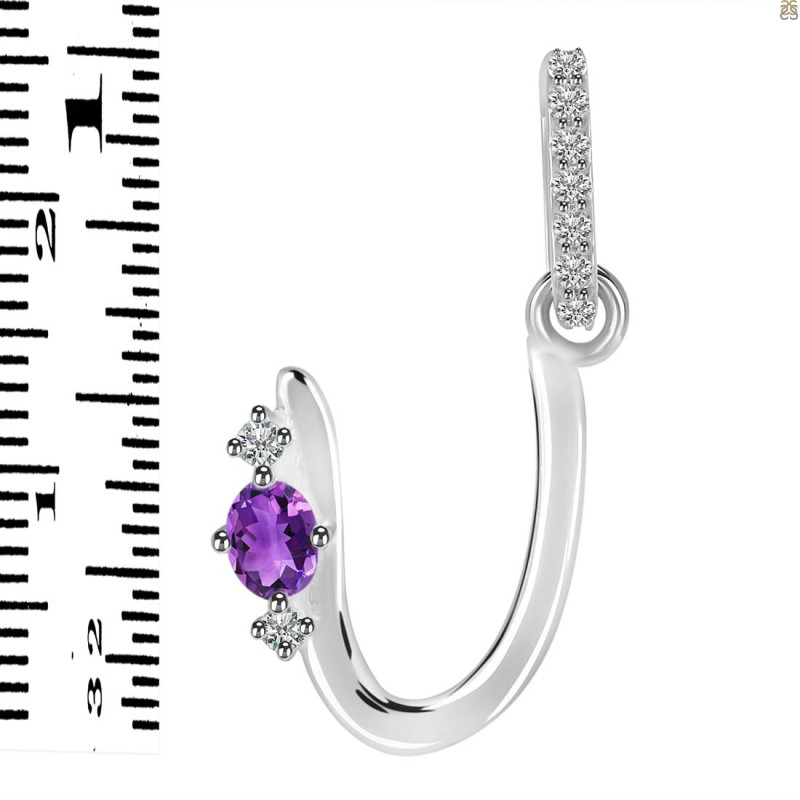 Amethyst & White Topaz Alphabet U Pendant AMT-RDA-47.