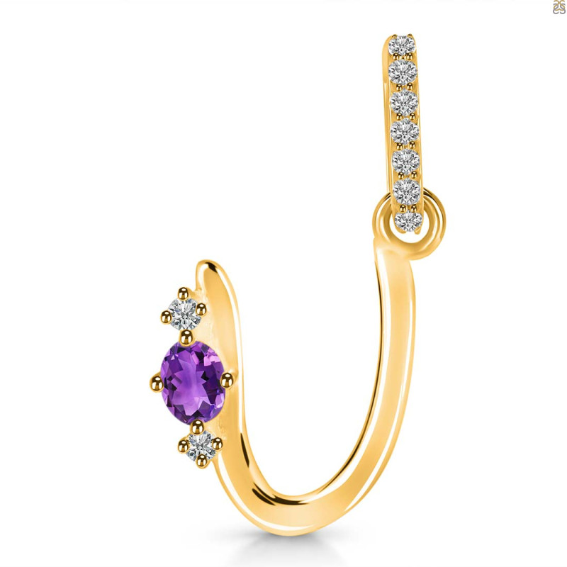 Amethyst & White Topaz Alphabet U Pendant AMT-RDA-47.
