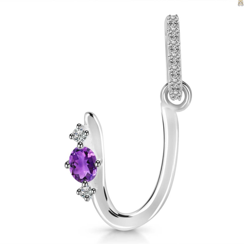 Amethyst & White Topaz Alphabet U Pendant AMT-RDA-47.