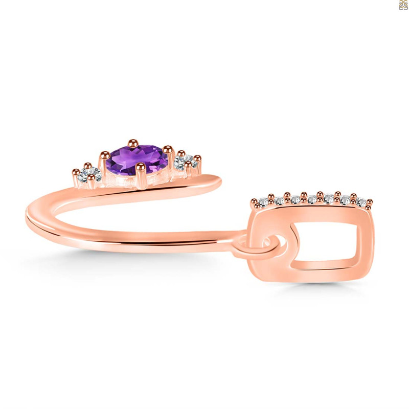 Amethyst & White Topaz Alphabet U Pendant AMT-RDA-47.