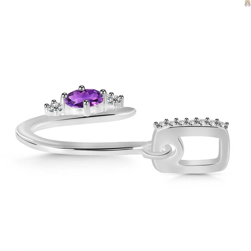 Amethyst & White Topaz Alphabet U Pendant