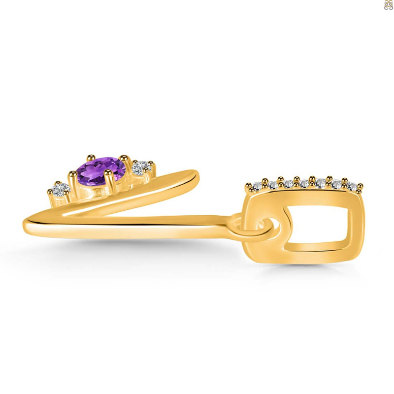 Amethyst & White Topaz Alphabet V Pendant AMT-RDA-48.