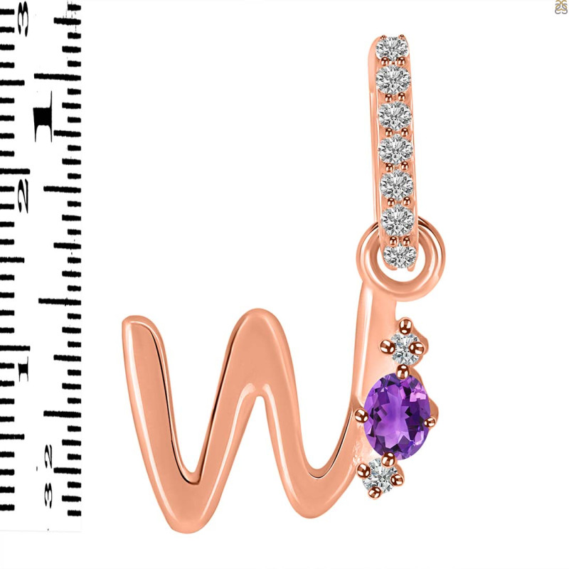 Amethyst & White Topaz Alphabet W Pendant AMT-RDA-49.