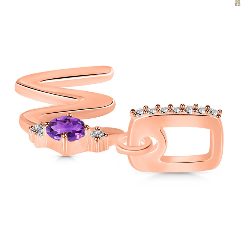 Amethyst & White Topaz Alphabet W Pendant AMT-RDA-49.