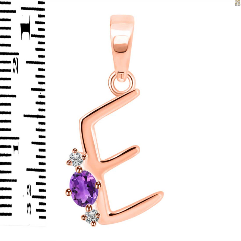 Amethyst & White Topaz Alphabet E Pendant AMT-RDA-5.
