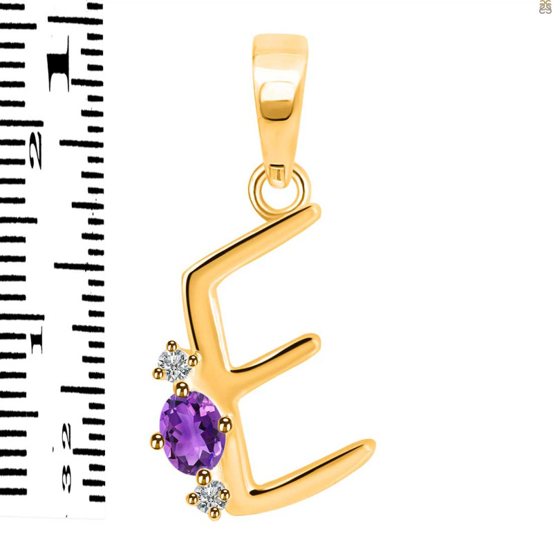 Amethyst & White Topaz Alphabet E Pendant AMT-RDA-5.