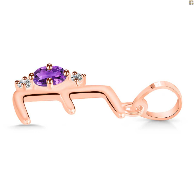 Amethyst & White Topaz Alphabet E Pendant AMT-RDA-5.