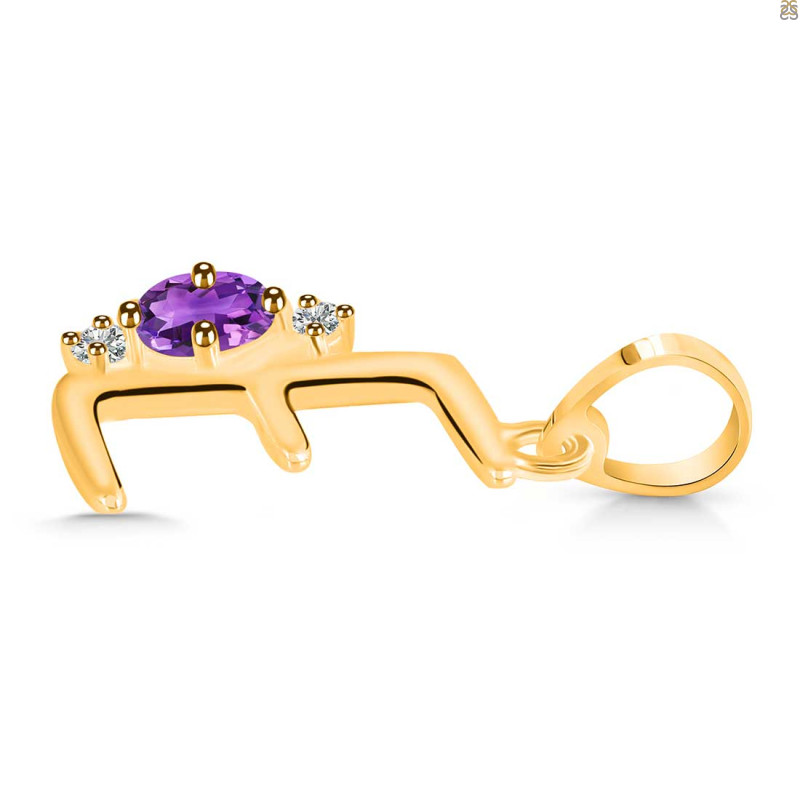 Amethyst & White Topaz Alphabet E Pendant AMT-RDA-5.