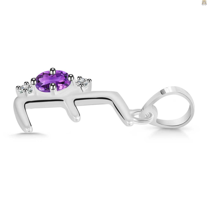 Amethyst & White Topaz Alphabet E Pendant