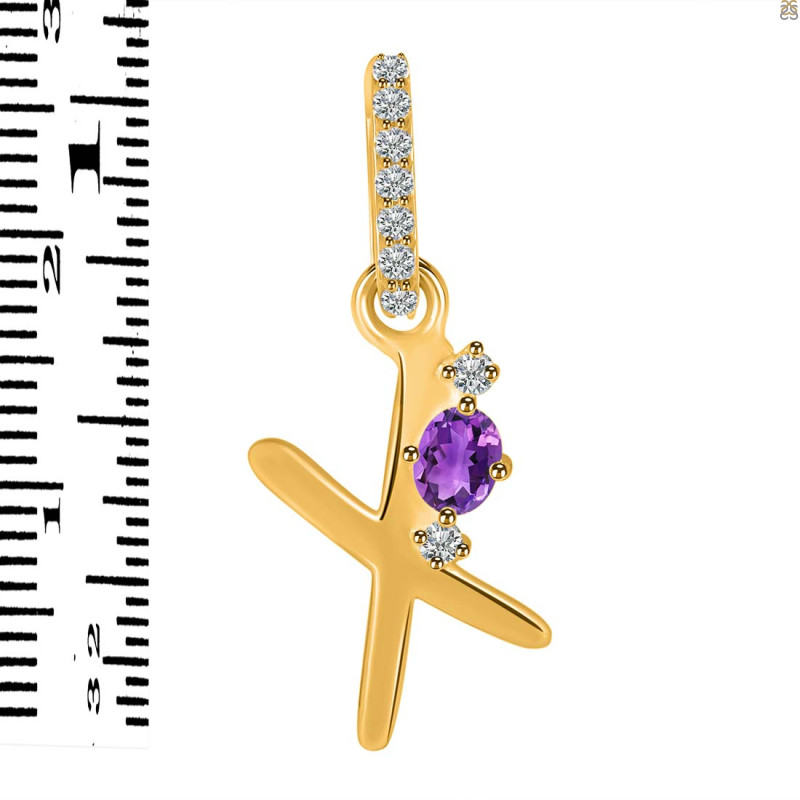 Amethyst & White Topaz Alphabet X Pendant AMT-RDA-50.