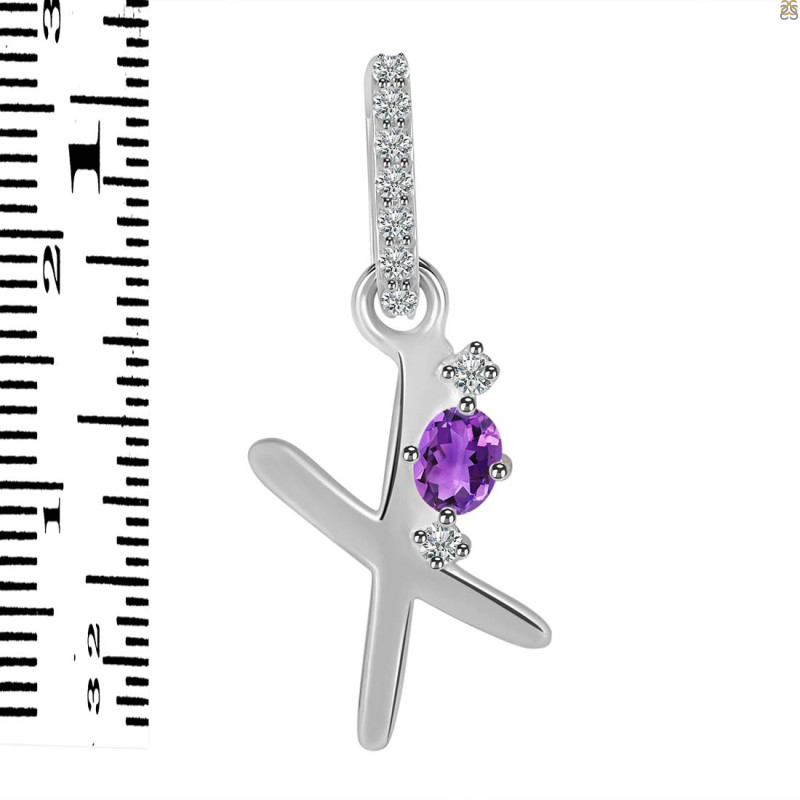 Amethyst & White Topaz Alphabet X Pendant AMT-RDA-50.