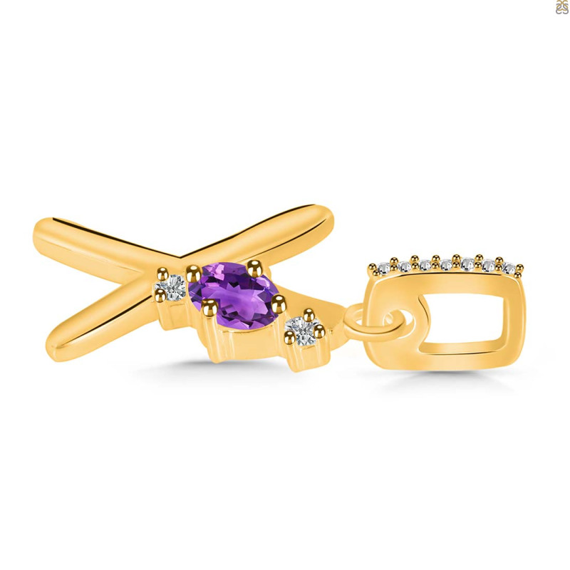 Amethyst & White Topaz Alphabet X Pendant AMT-RDA-50.