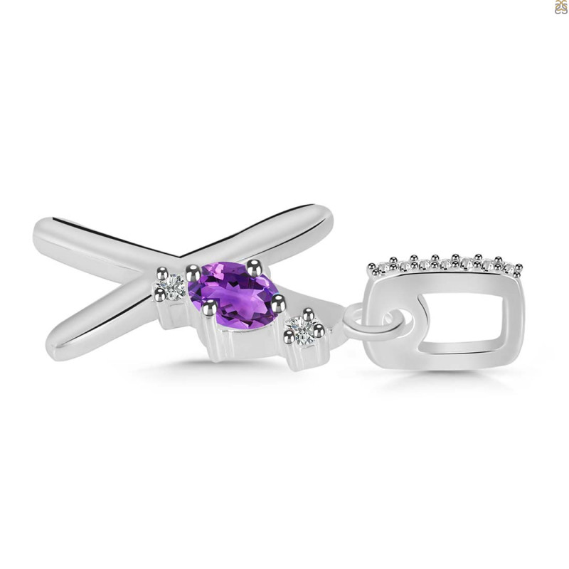 Amethyst & White Topaz Alphabet X Pendant