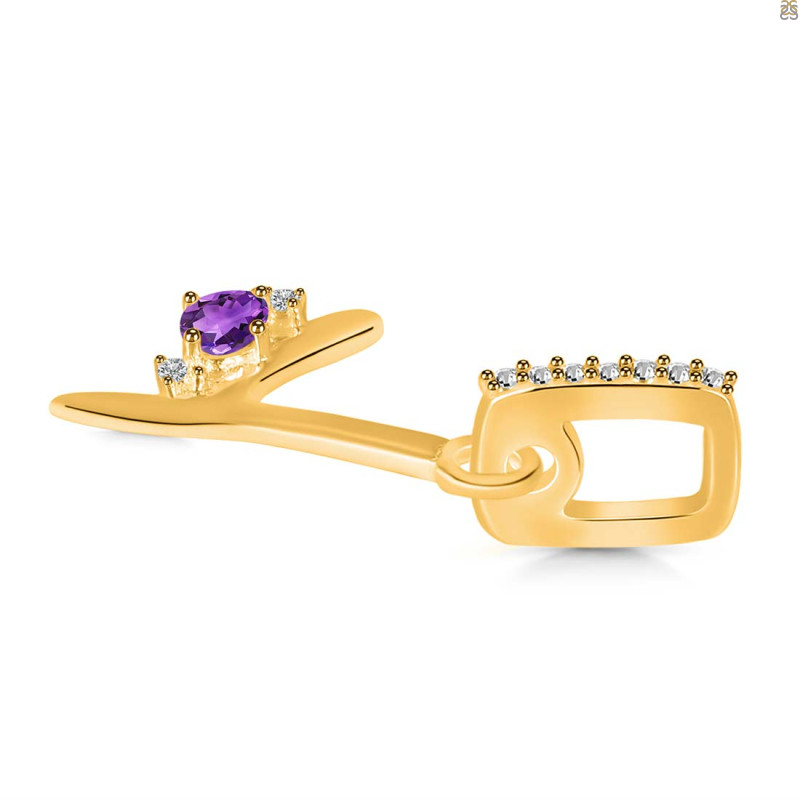 Amethyst & White Topaz Alphabet Y Pendant AMT-RDA-51.