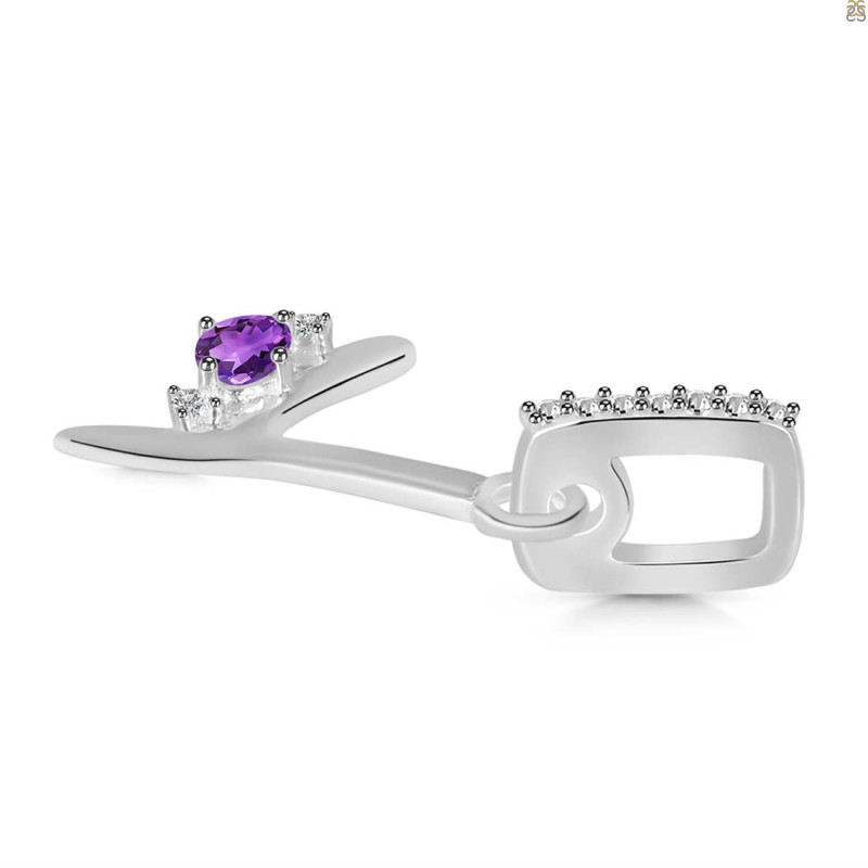 Amethyst & White Topaz Alphabet Y Pendant