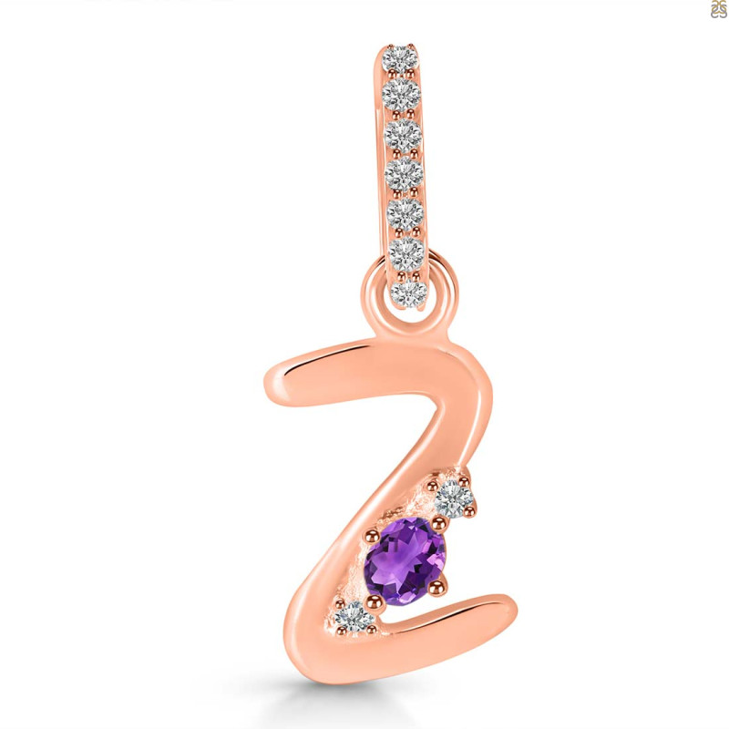 Amethyst & White Topaz Alphabet Z Pendant AMT-RDA-52.