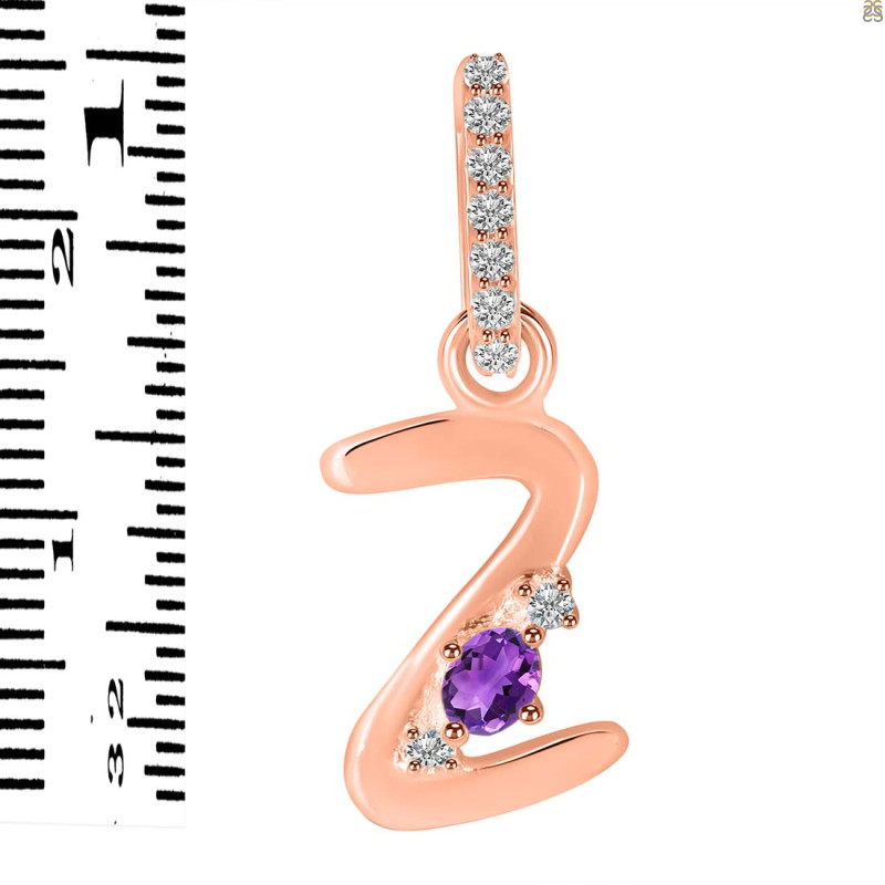 Amethyst & White Topaz Alphabet Z Pendant AMT-RDA-52.
